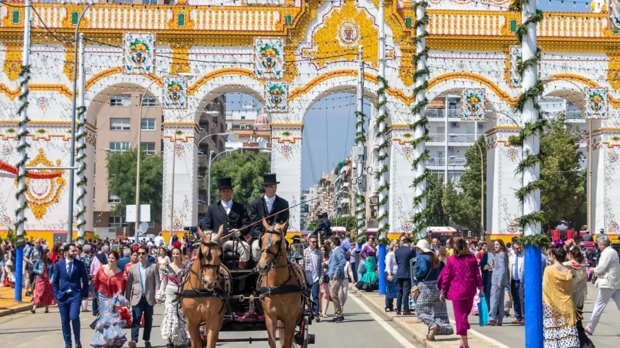 seville spain  may 5 2019 men on a horse