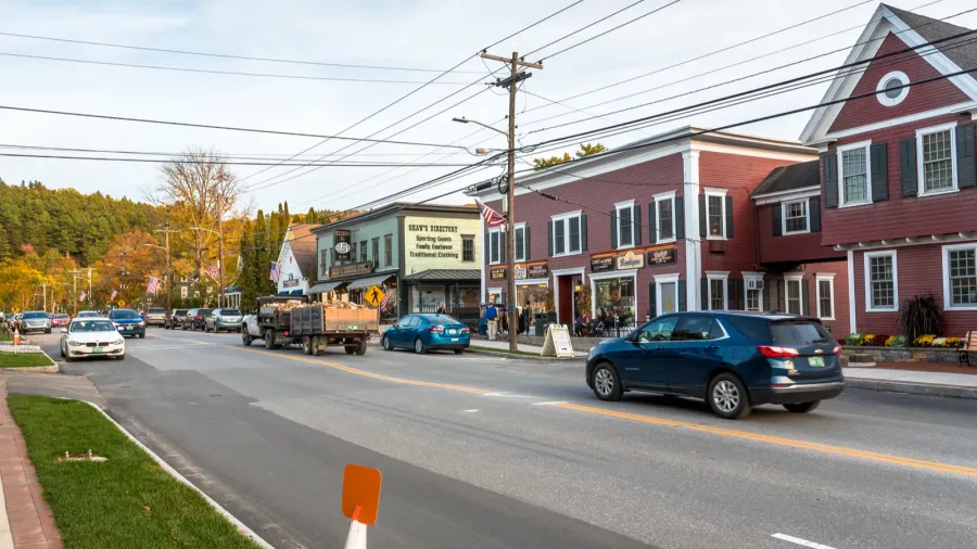 stowe vt  october 8 2020 view of main street