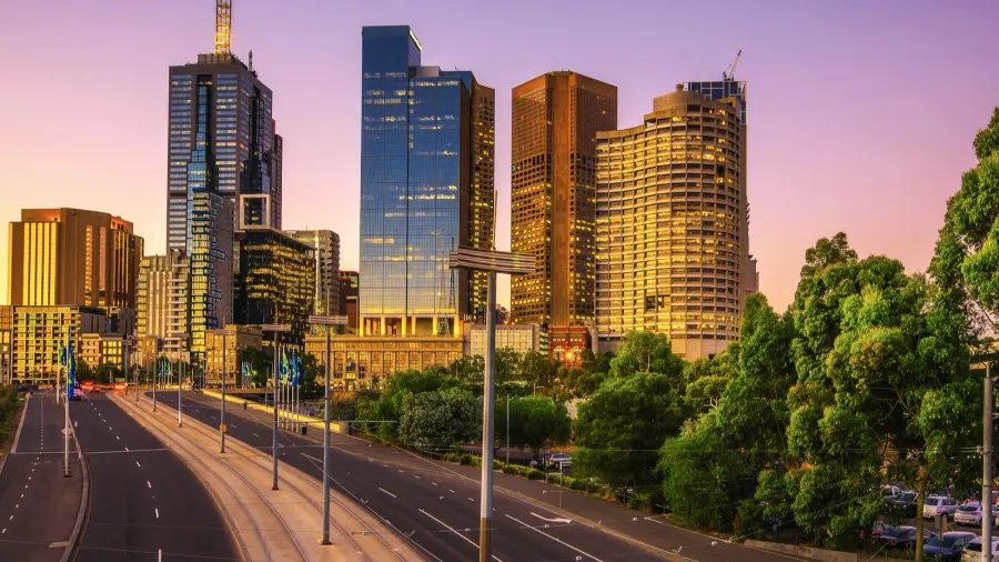 summer sunset above melbourne