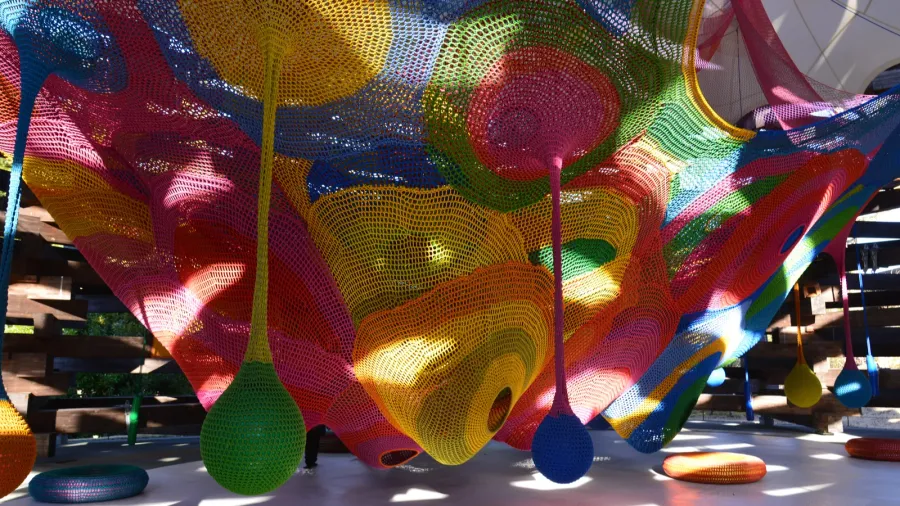 the hakone openair museum with knitted decoration