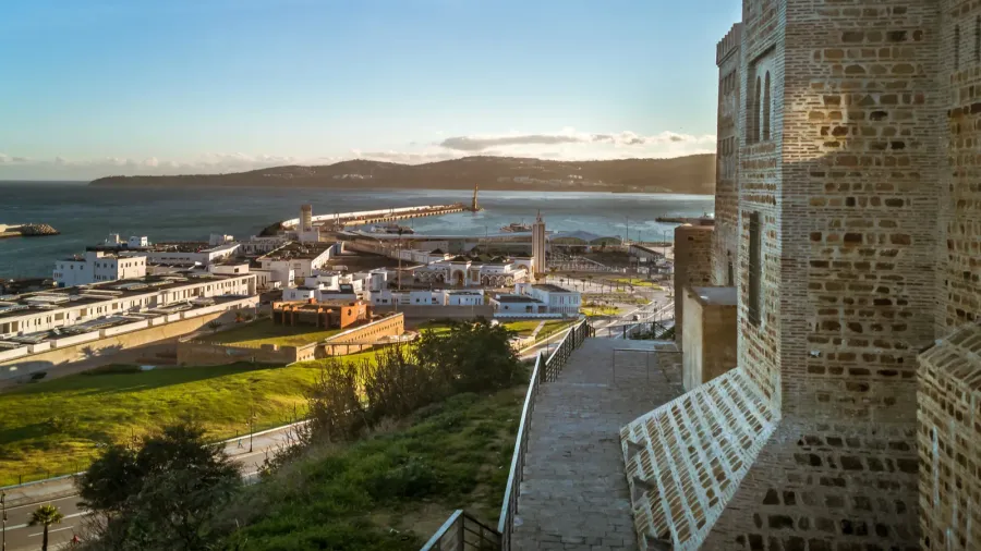 the ramparts of the ancient medina and the port of