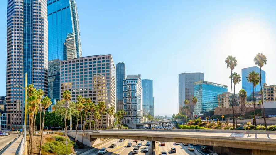 the skyline of los angeles california