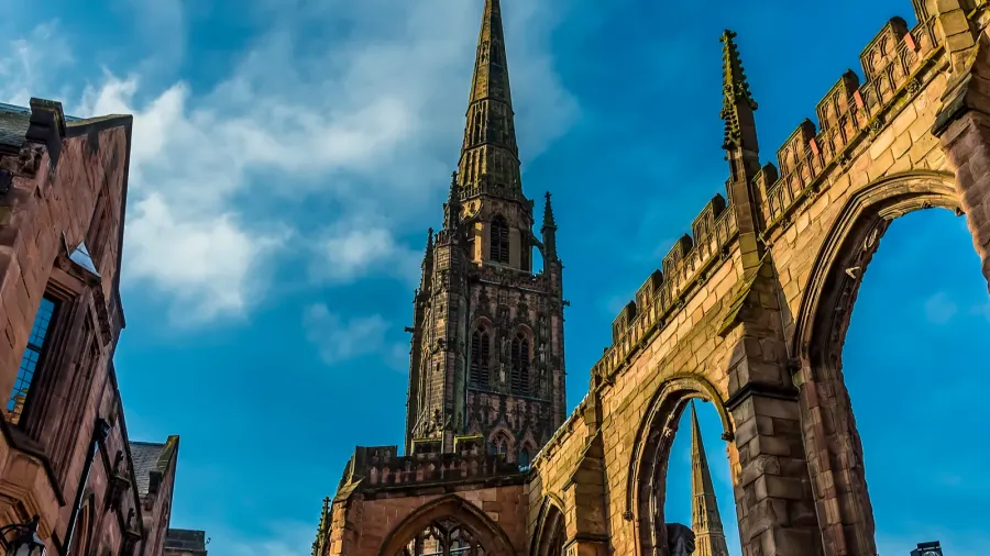 the spires and arches of the ruins of st michaels