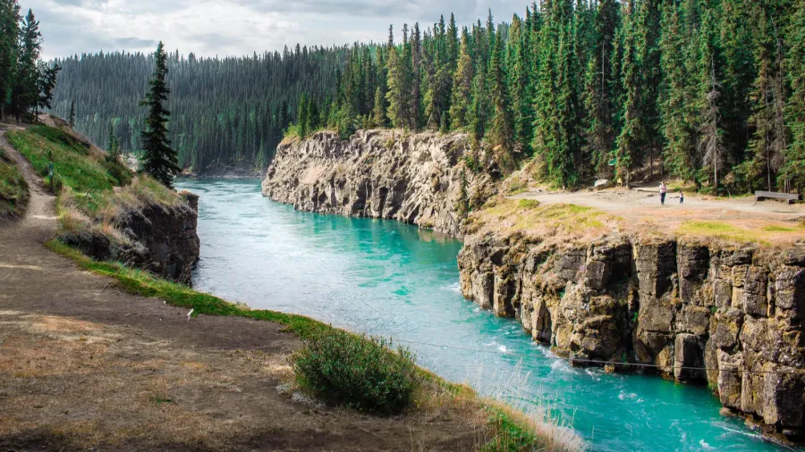 turquoise yukon river in miles canyon