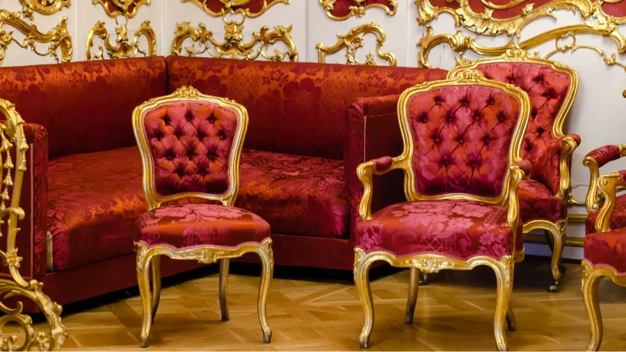 upholstered antique furniture in the baroque style
