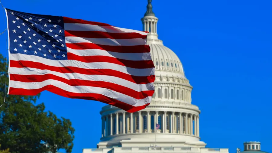 usa flag and capitol building