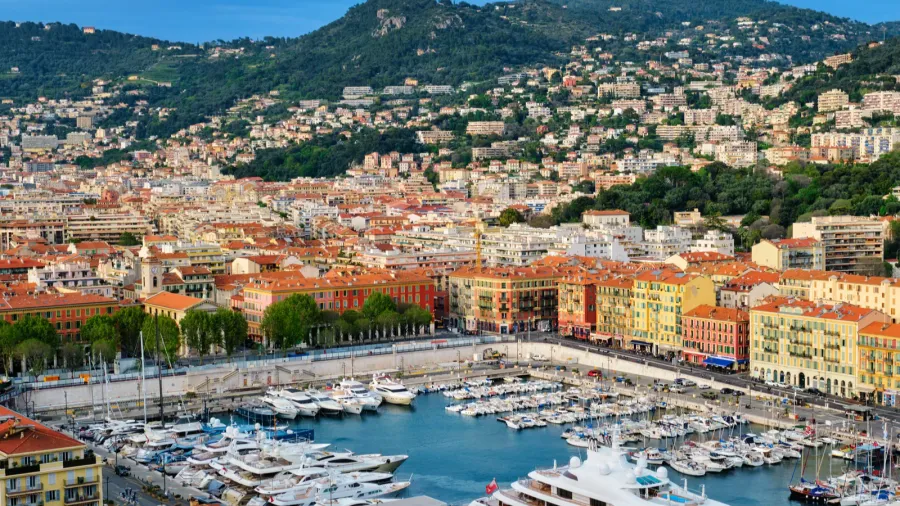 view of old port of nice with yachts france