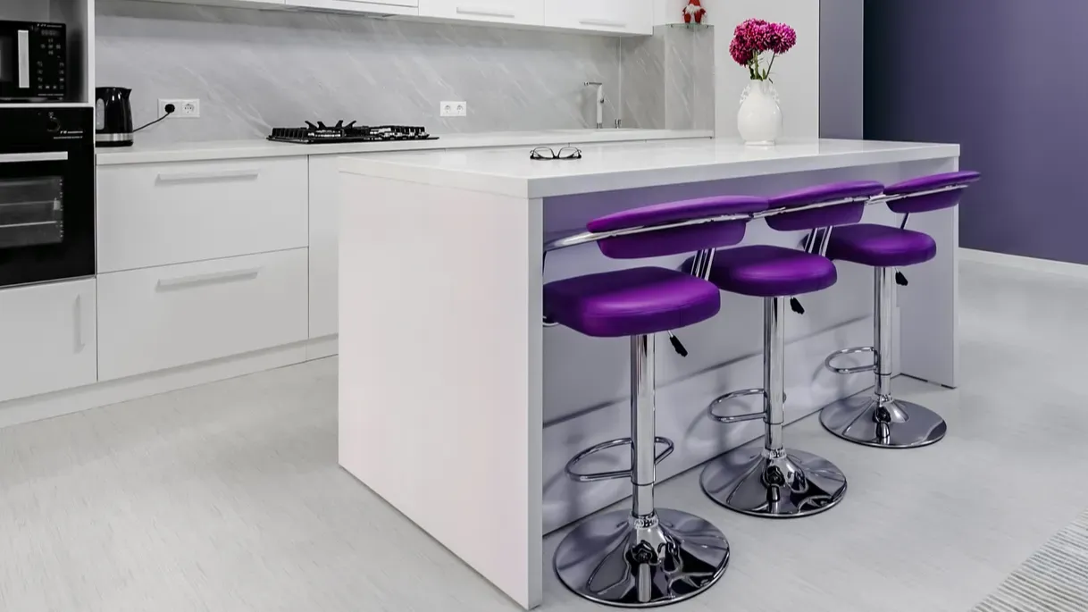 white dining table in modern kitchen