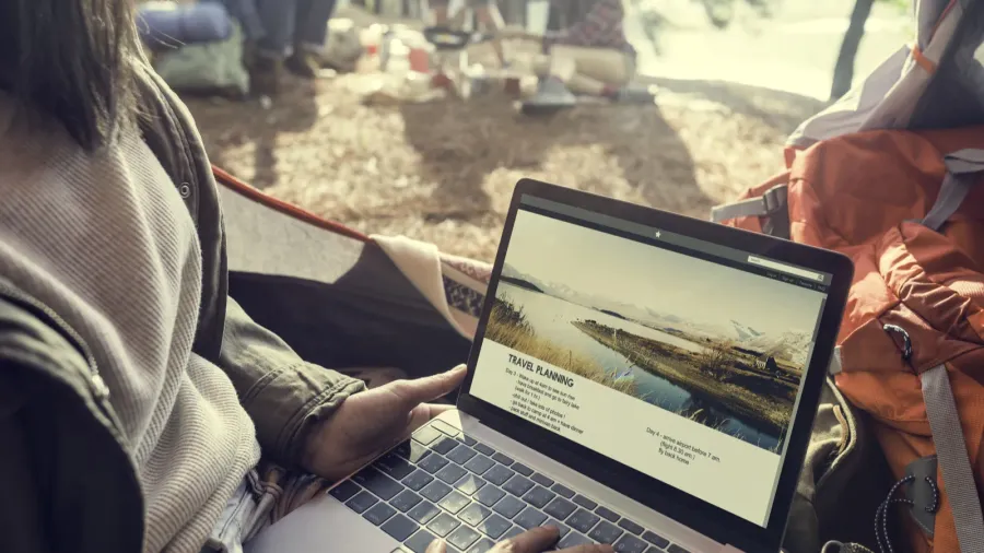 woman using laptop