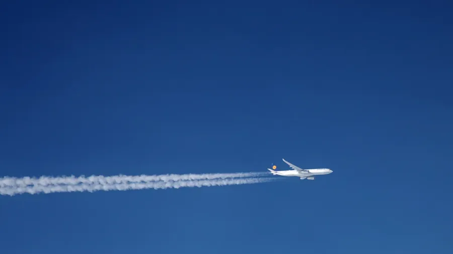 zurich switzerland  april 14 2014 a330 lufthansa cruising in