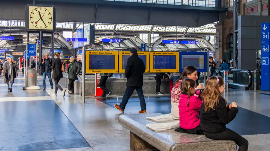 zurich switzerland on march 26 2016 railway station an electronic